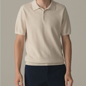 J. Crew Short-sleeve cotton piqué-stitch sweater-polo size large